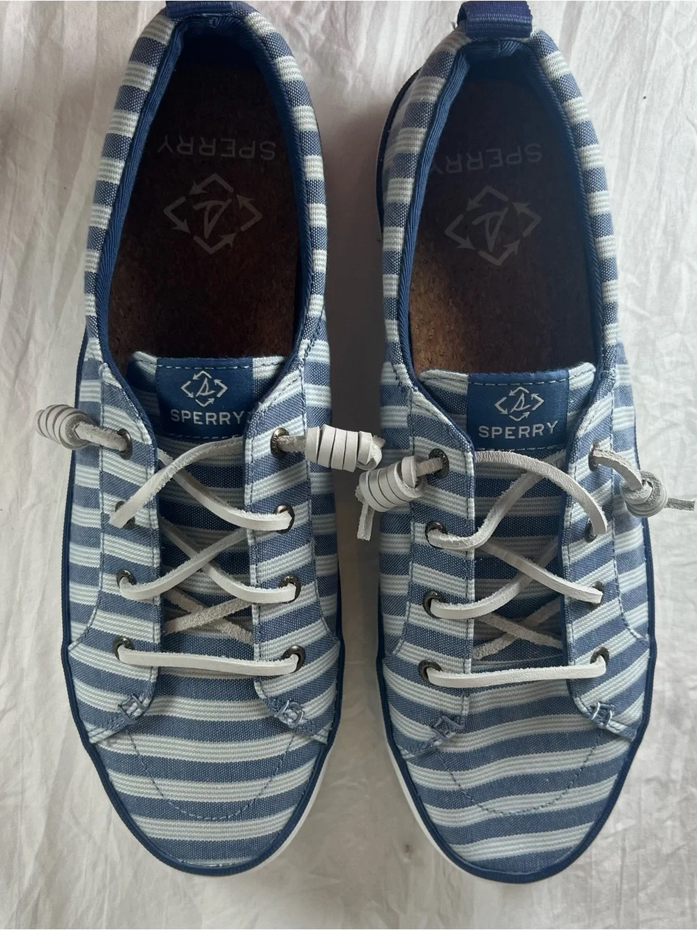 Sperry Top-Sider Women’s sz10 Blue&White Striped LowTop Canvas Sneakers STS88682